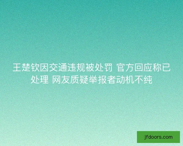 王楚钦因交通违规被处罚 官方回应称已处理 网友质疑举报者动机不纯
